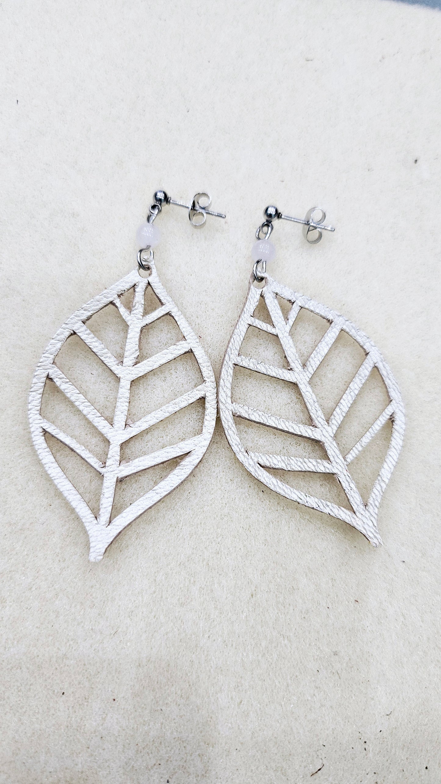 Boucles d'oreilles Cuir Aigue Marine / Cornaline / Quartz Rose / Émeraude