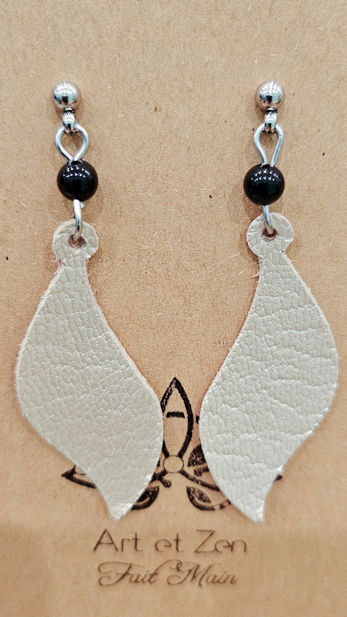 Boucles d'oreilles Cuir Aigue Marine / Cornaline / Quartz Rose / Émeraude