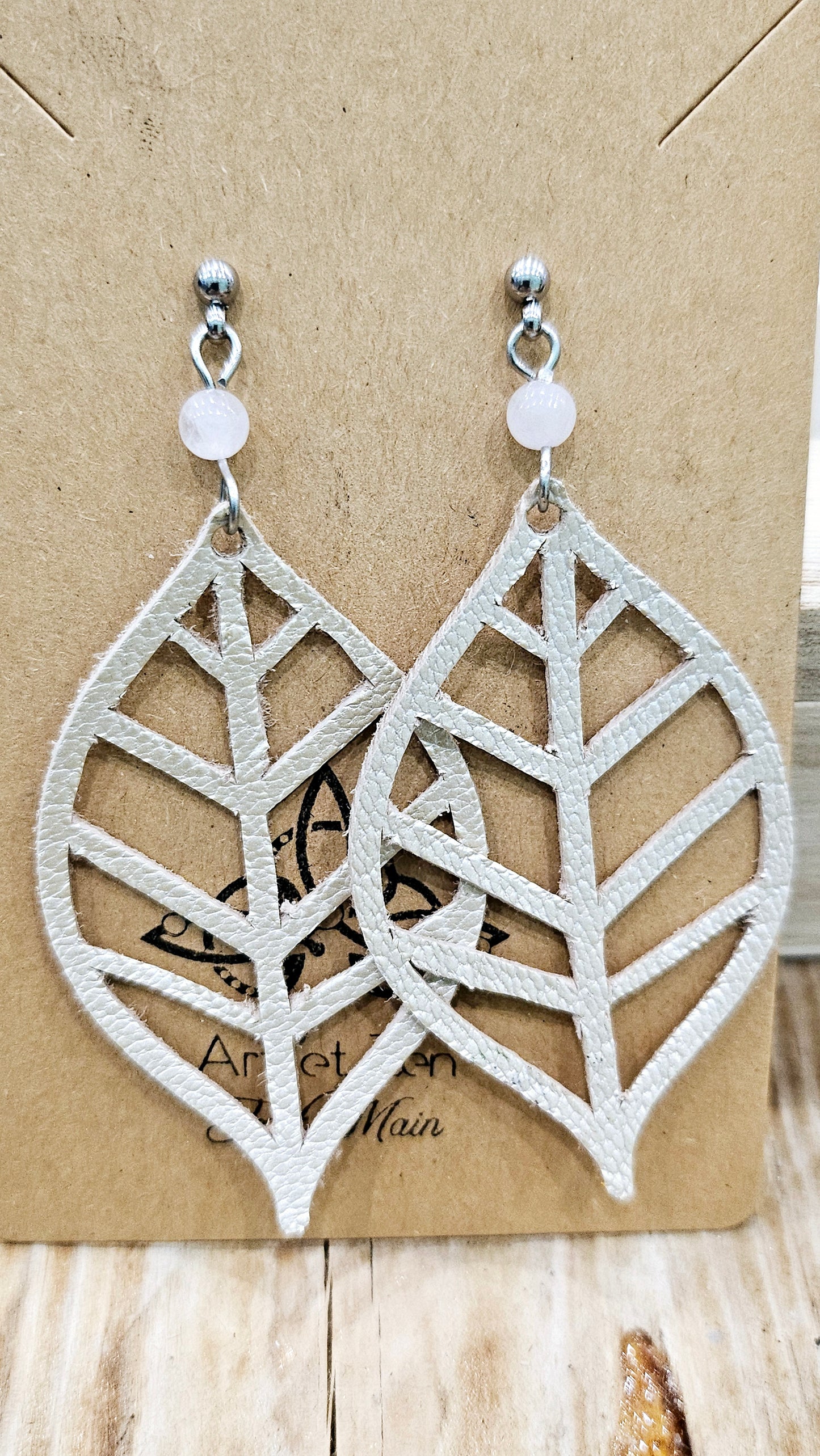 Boucles d'oreilles Cuir Aigue Marine / Cornaline / Quartz Rose / Émeraude