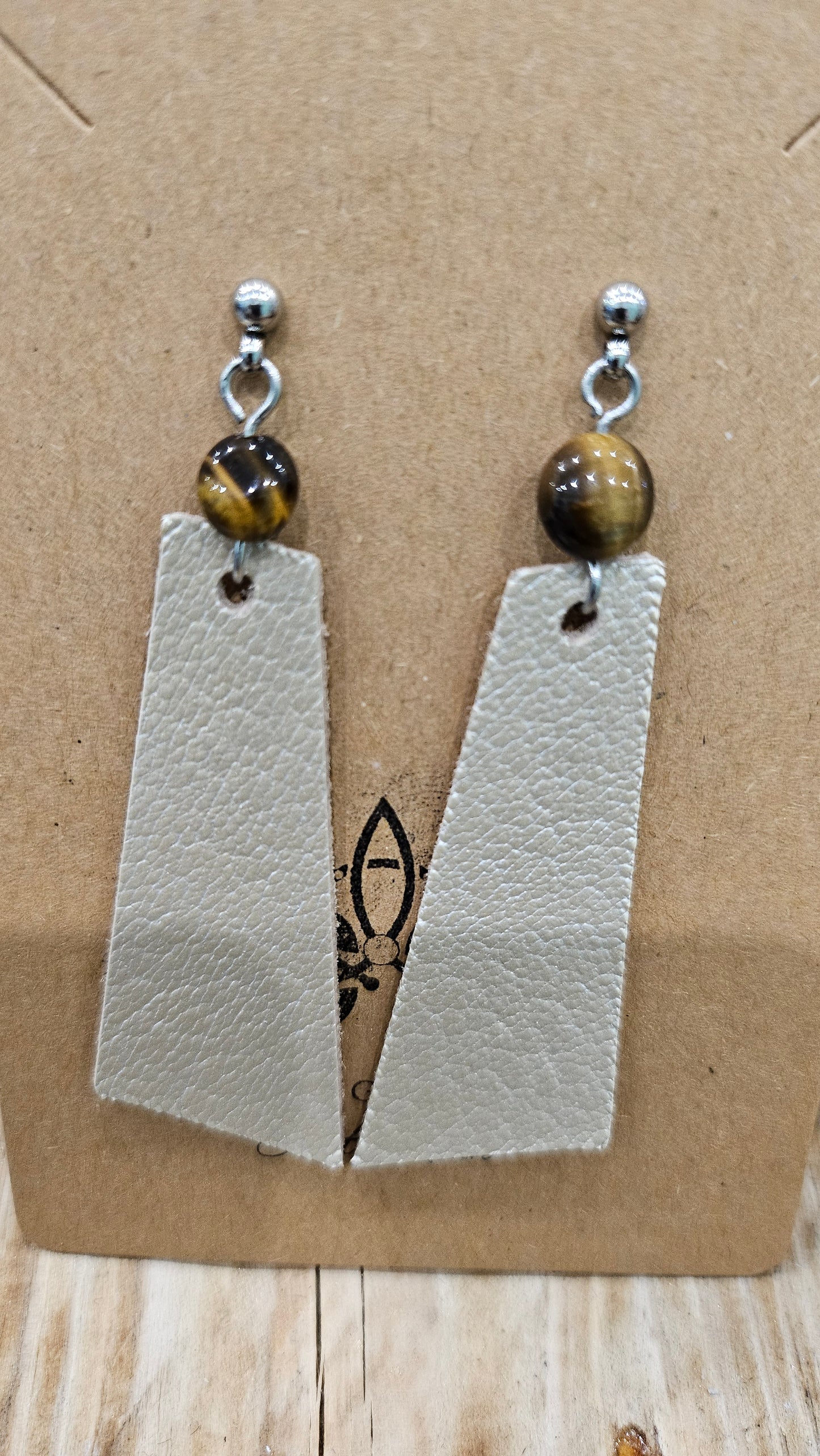 Boucles d'oreilles Cuir Aigue Marine / Cornaline / Quartz Rose / Émeraude