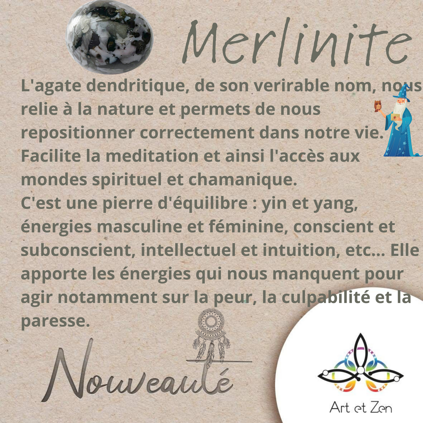 Galet Merlinite (pierre roulée)