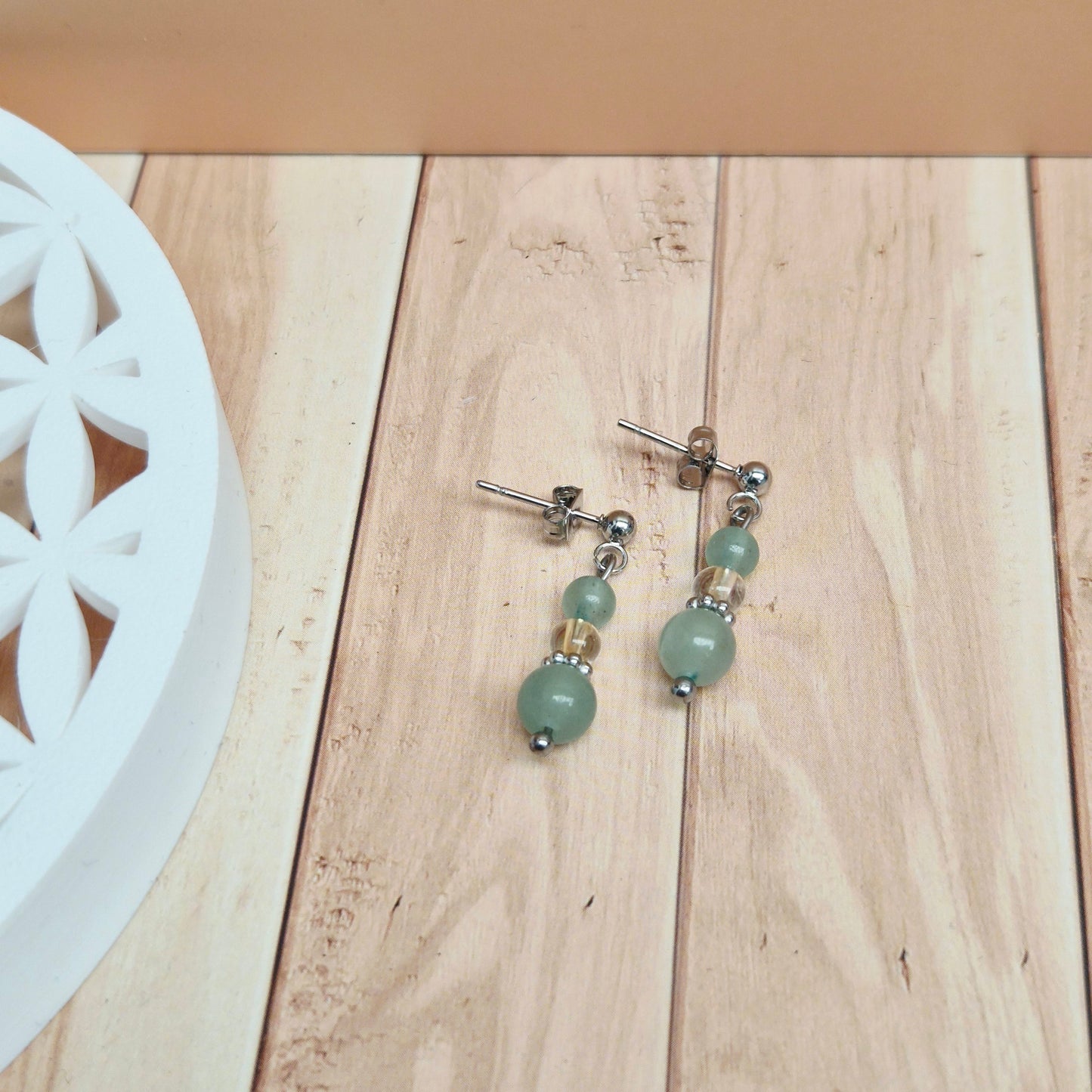 Boucles d'oreilles pendantes pierres naturelles Améthyste Aigue marine Œil de tigre Labradorite