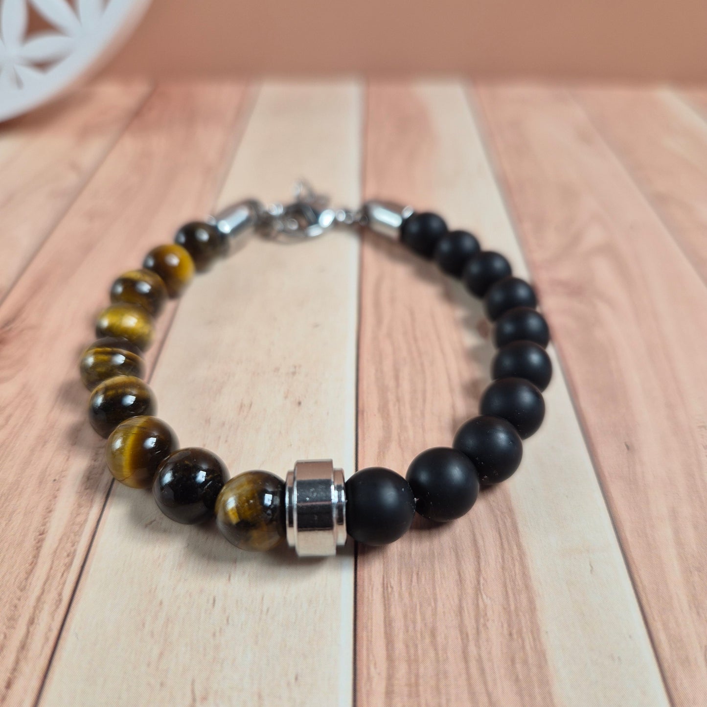 Bracelet Homme Titan Œil de tigre et Taureau