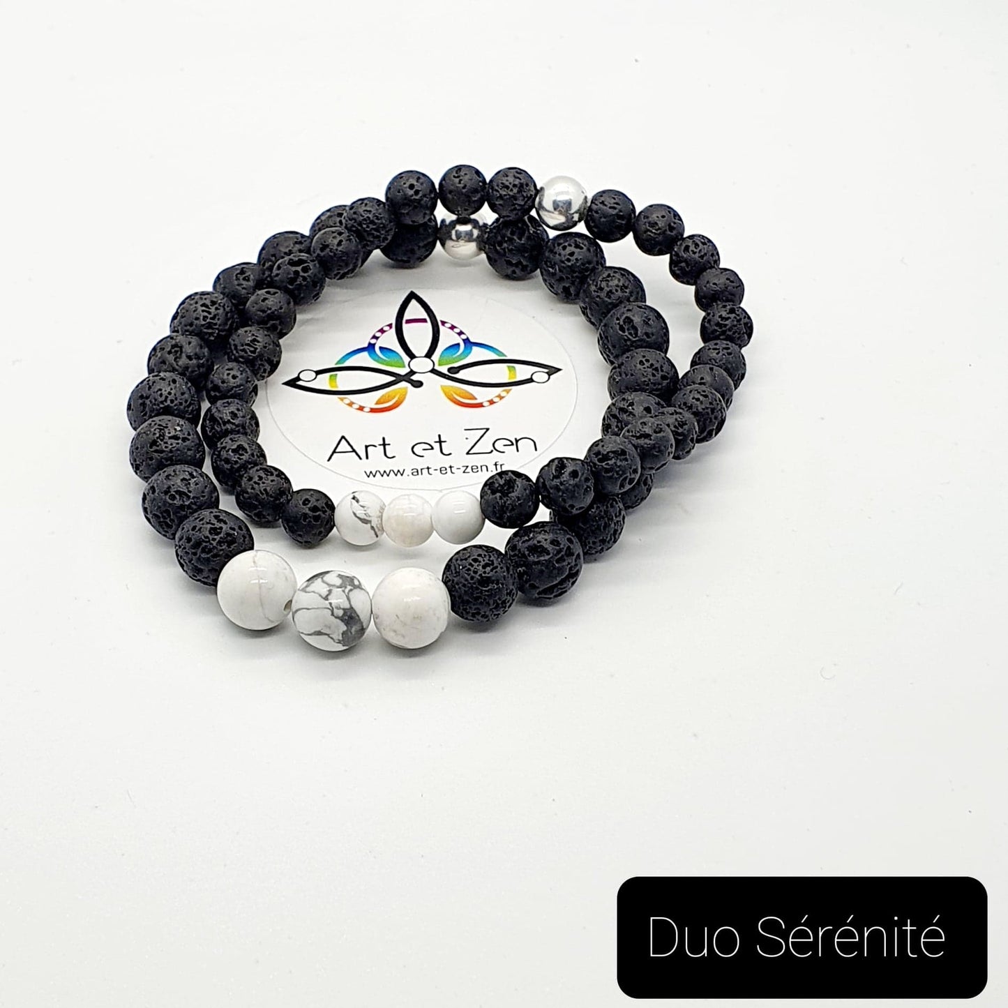Bracelets Duo Sérénité Howlite - Pierre de Lave