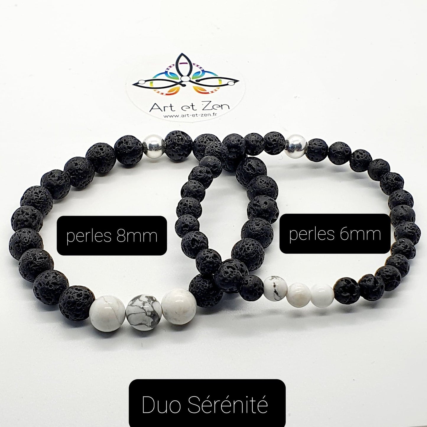 Bracelets Duo Sérénité Howlite - Pierre de Lave
