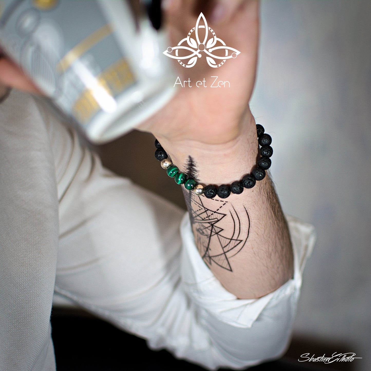 Bracelet Amour Malachite - Pierre de Lave