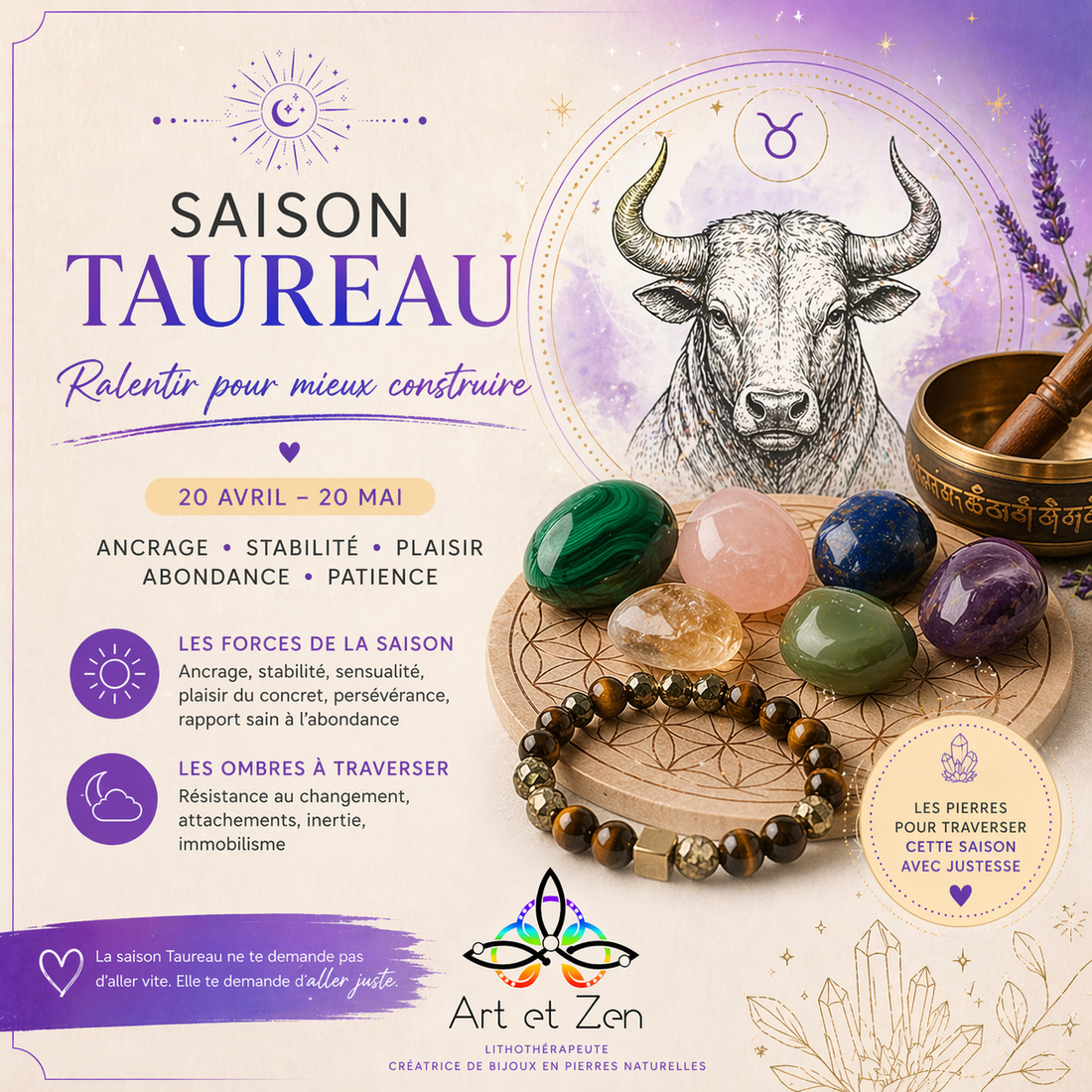 Saison du Taureau 2026 : forces, ombres et pierres pour traverser ce mois avec justesse