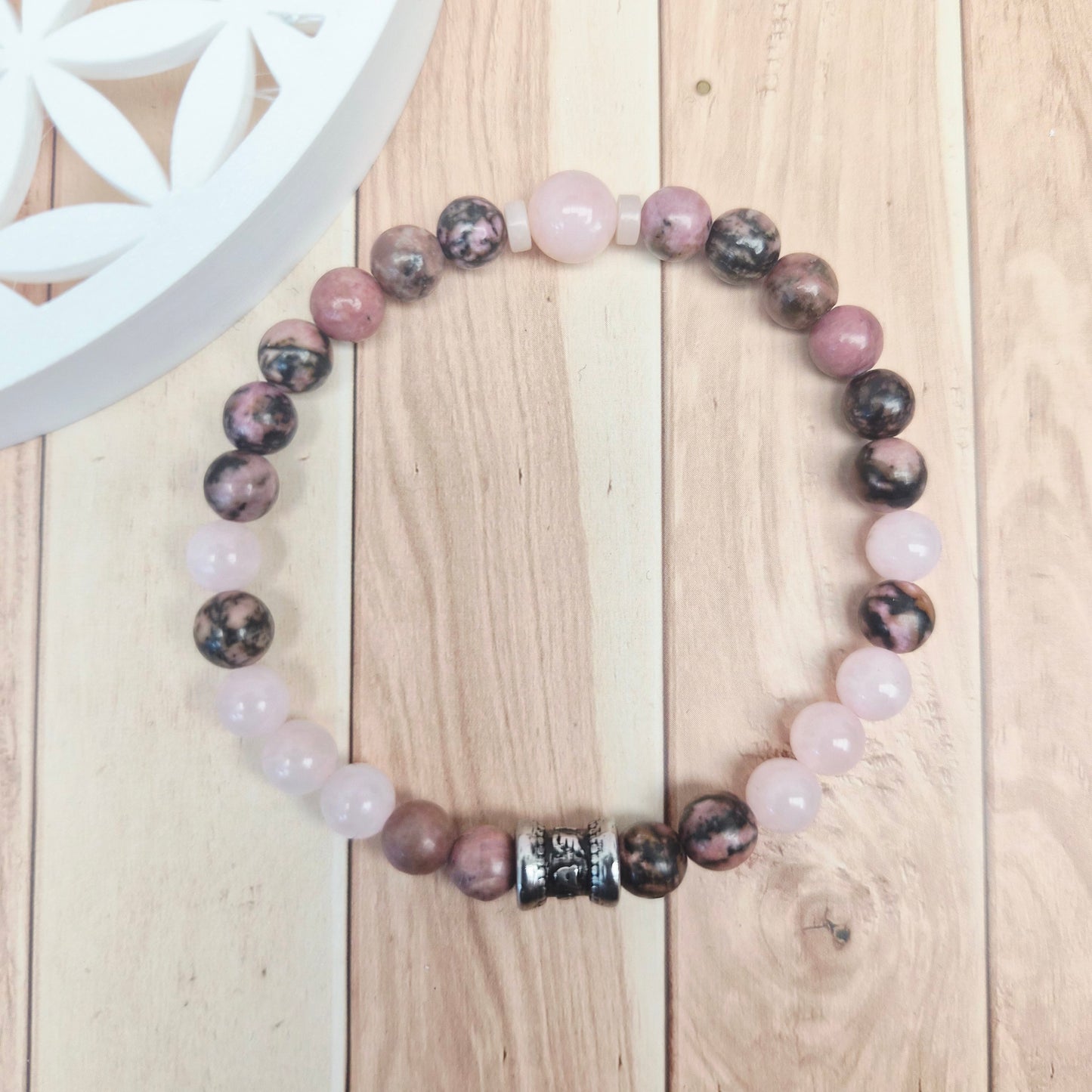TALISMAN DU CŒUR / Quartz Rose Rhodonite Opale Rose