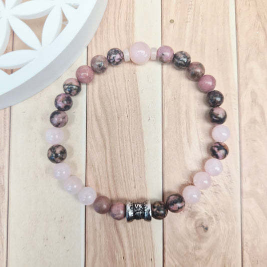 TALISMAN DU CŒUR / Quartz Rose Rhodonite Opale Rose