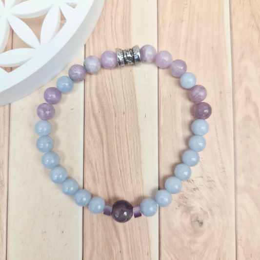 TALISMAN DE LA PAIX / Améthyste  Lépidolite  Angélite