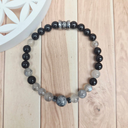TALISMAN DE LA PROTECTION / Obsidienne Tourmaline Labradorite