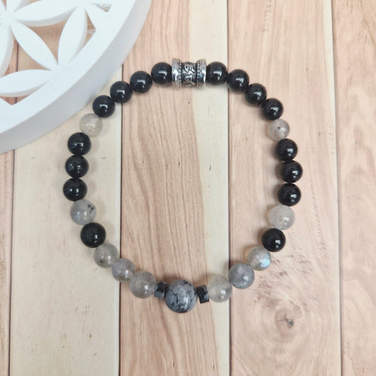TALISMAN DE LA PROTECTION / Obsidienne Tourmaline Labradorite
