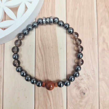 TALISMAN DE L’ANCRAGE / Jaspe Rouge Hématite Quartz Fumé