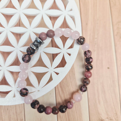 TALISMAN DU CŒUR / Quartz Rose Rhodonite Opale Rose