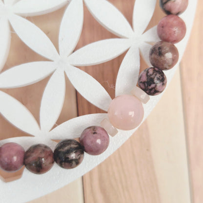 TALISMAN DU CŒUR / Quartz Rose Rhodonite Opale Rose