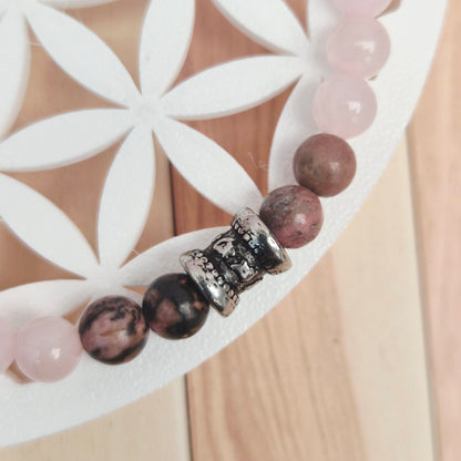 TALISMAN DU CŒUR / Quartz Rose Rhodonite Opale Rose