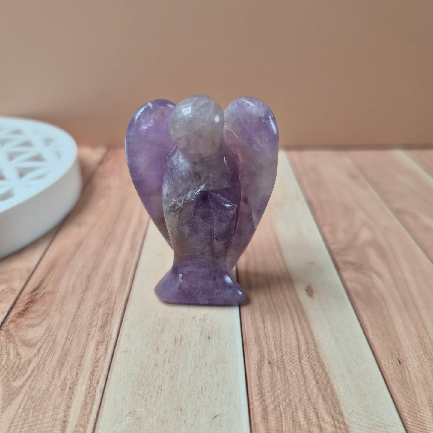 Figurine Ange Amethyste / Quartz Rose / Cornaline / Rhodonite