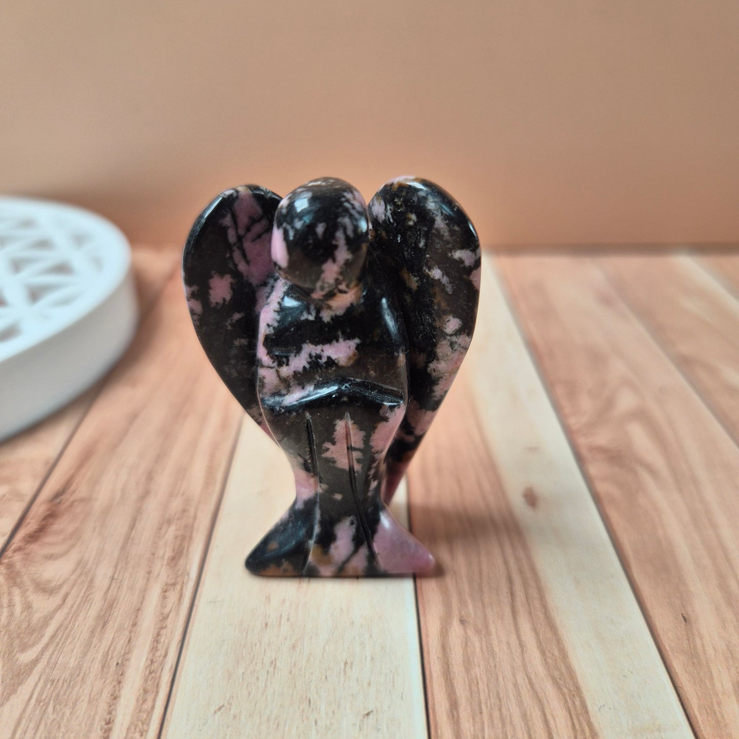 Figurine Ange Amethyste / Quartz Rose / Cornaline / Rhodonite
