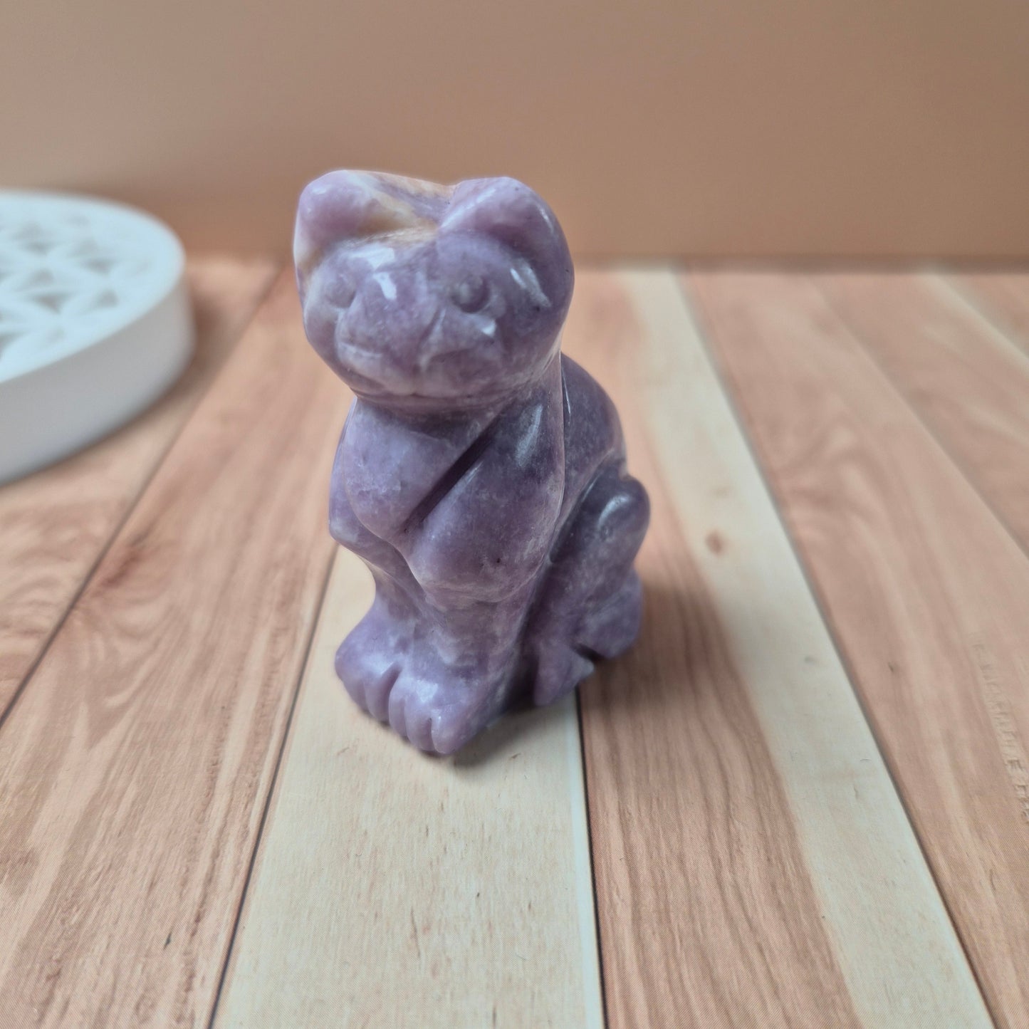 Figurine Chat Howite Aventurine Lépidolite Oeil de Tigre Quartz Rose
