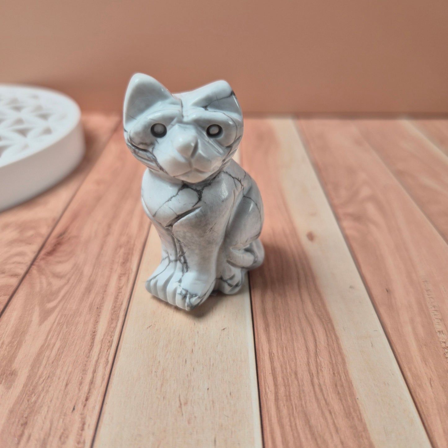 Figurine Chat Howite Aventurine Lépidolite Oeil de Tigre Quartz Rose