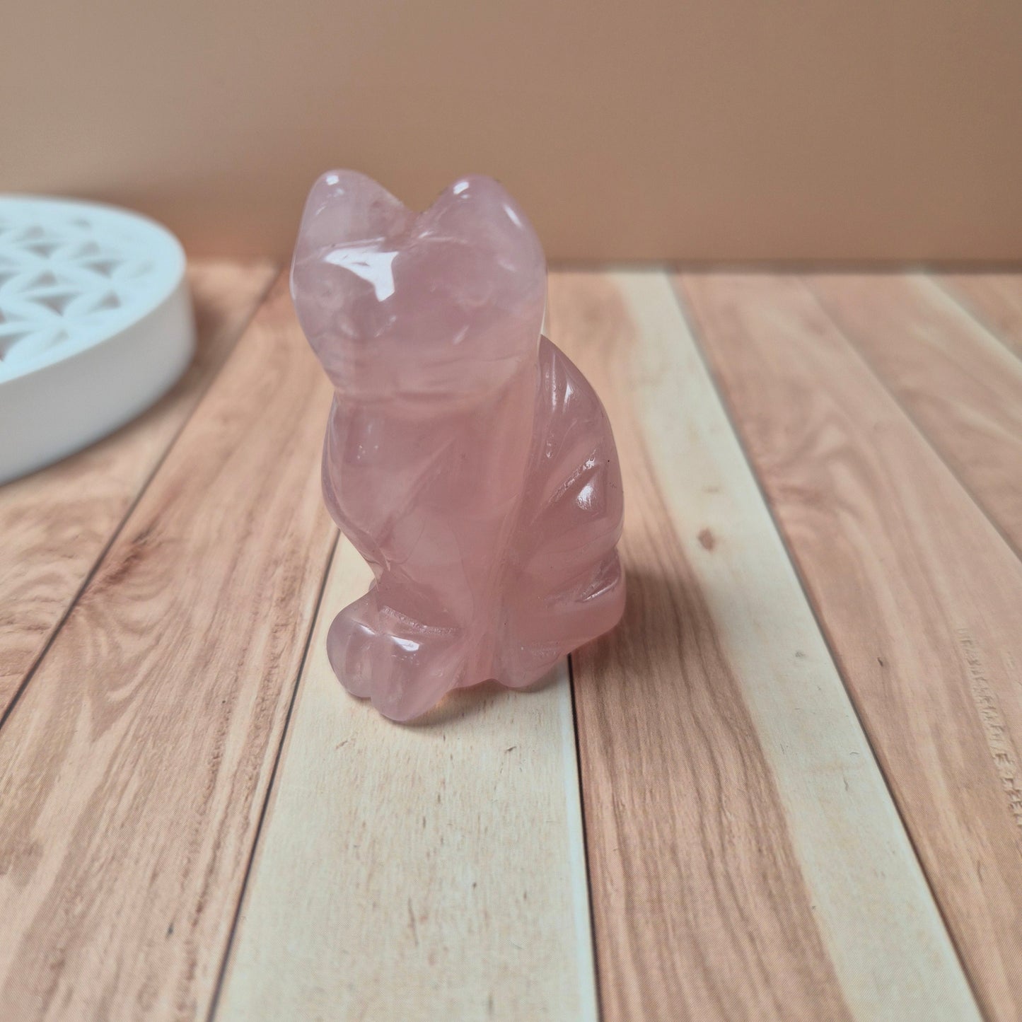Figurine Chat Howite Aventurine Lépidolite Oeil de Tigre Quartz Rose