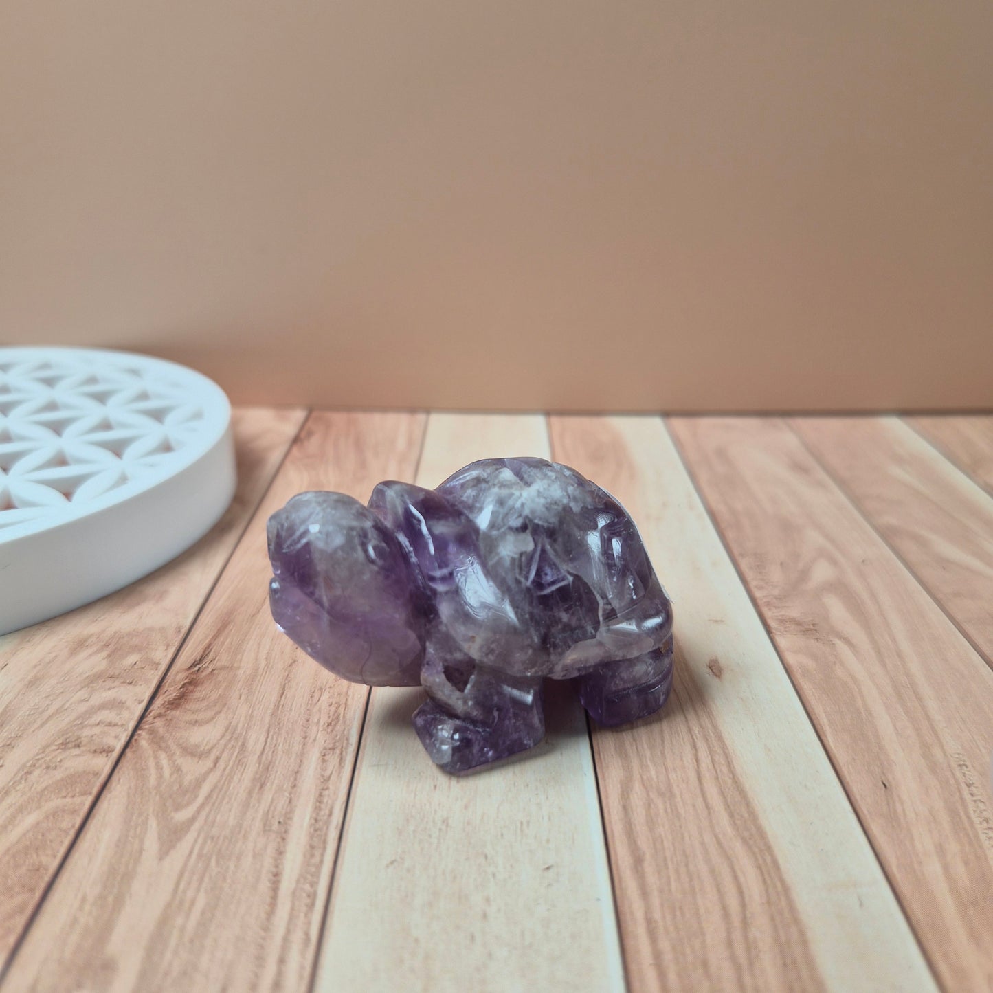Figurine Tortue Amethyste / Jaspe Kambaba / Citrine / Labradorite / Oeil de Tigre / Quartz Rose / Septaria