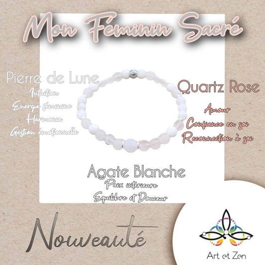 Box Mon Féminin Sacré - Améthyste, Labradorite, Agate Blanche, Quartz Rose, Pierre De Lune