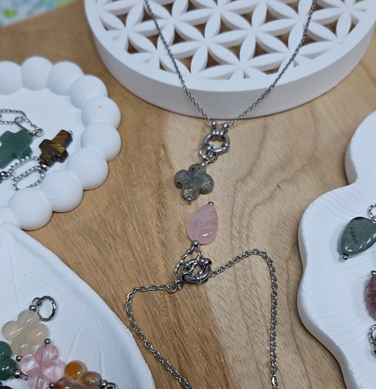 Collection Astéria – Interchangeables Oeil de tigre / Quartz rose / Agate / Cornaline / Lapis / Labradorite