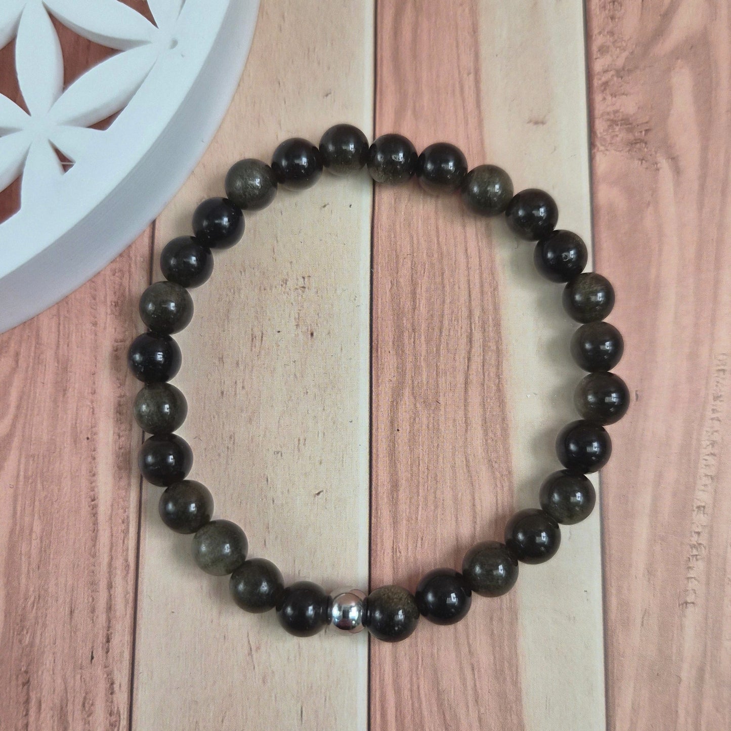 Bracelet Obsidienne Dorée