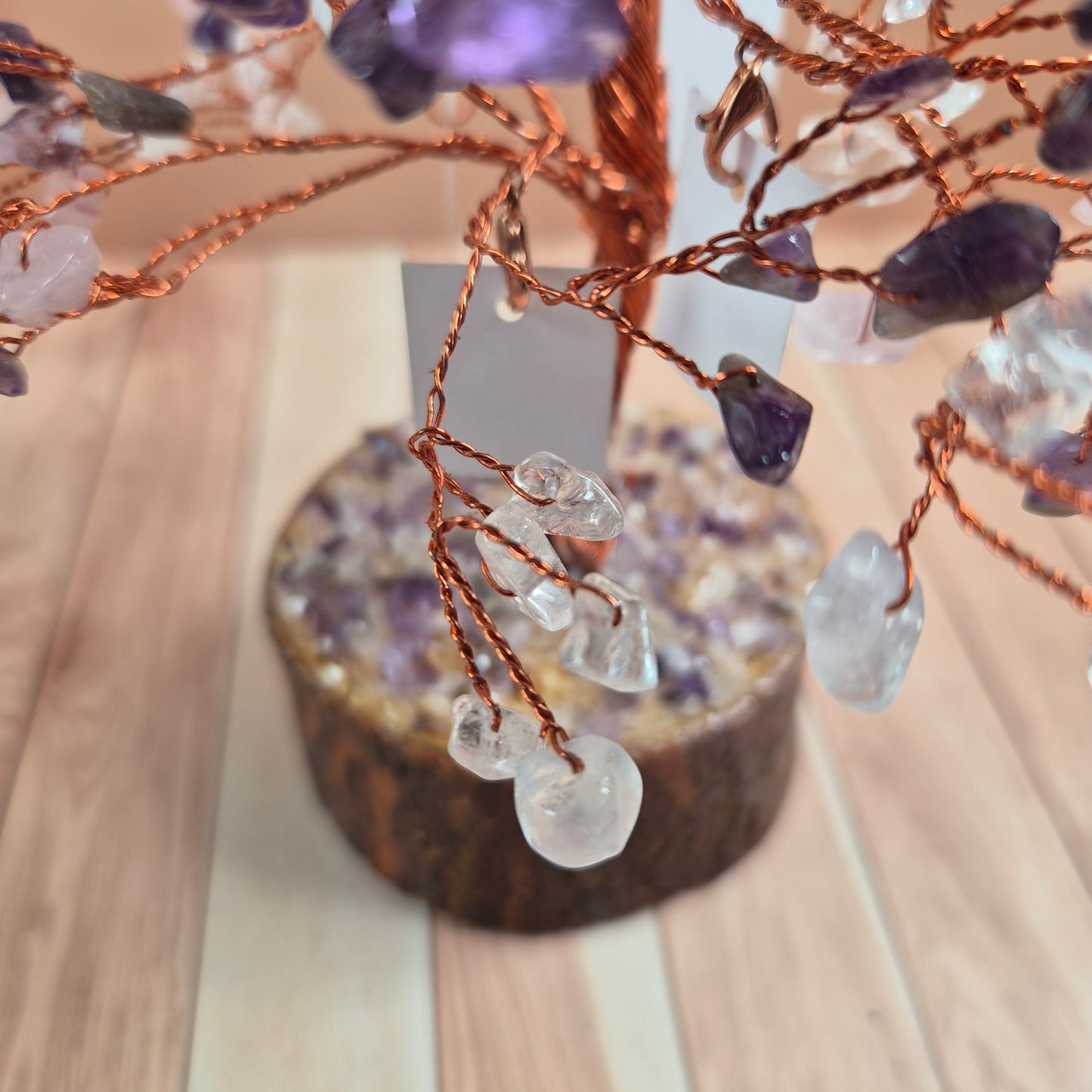 Arbre à Souhaits en Pierres Naturelles  Améthyste Quartz Rose Cristal de Roche