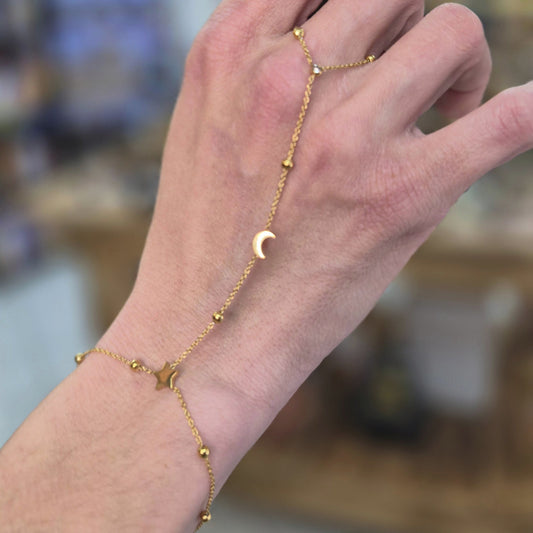 Chaîne de main céleste — Lune & Étoile