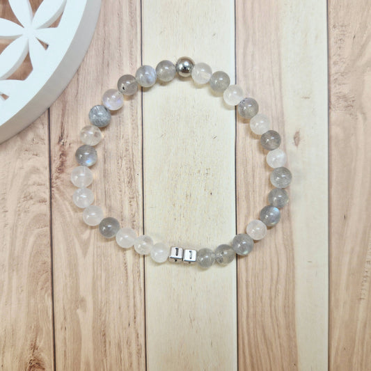Bracelet Numérologie Chemin de Vie 11, Le Visionnaire (labradorite et péristérite)