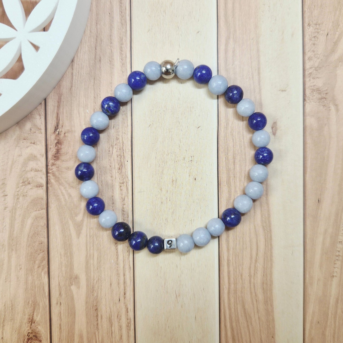 Bracelet Numérologie Chemin de Vie 9, L'Humaniste (lapis-lazuli et angélite)