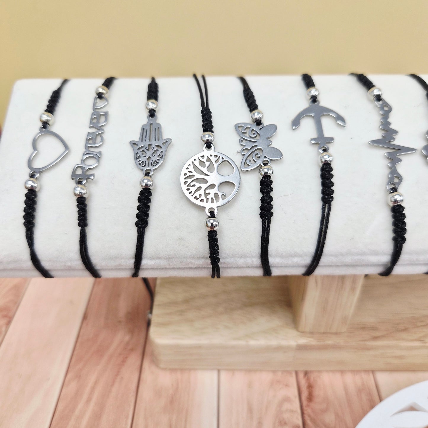 Bracelet cordon ajustable – Charm au choix | Acier inoxydable