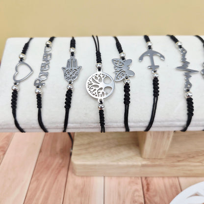 Bracelet cordon ajustable – Charm au choix | Acier inoxydable