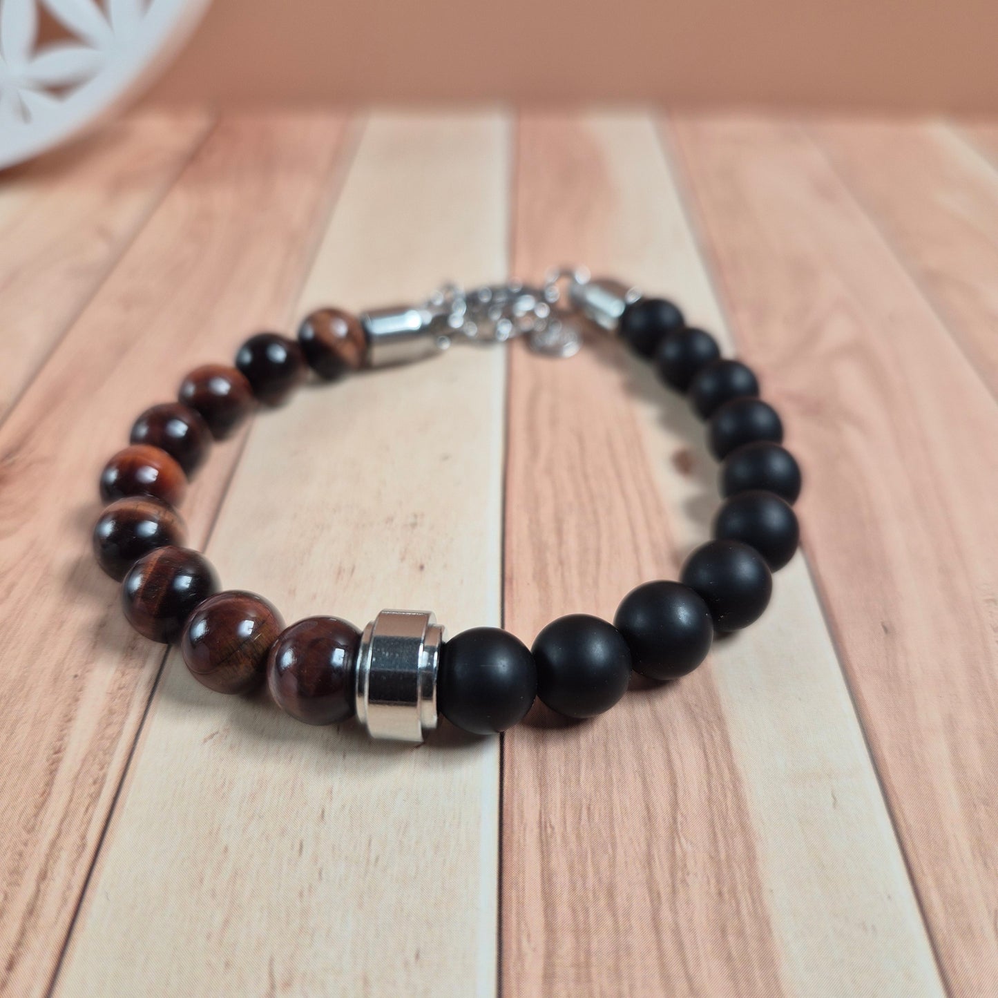 Bracelet Homme Titan Œil de tigre et Taureau