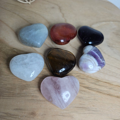 Coeur Quartz Rose / Amethyste / Cristal de Roche / Oeil de tigre