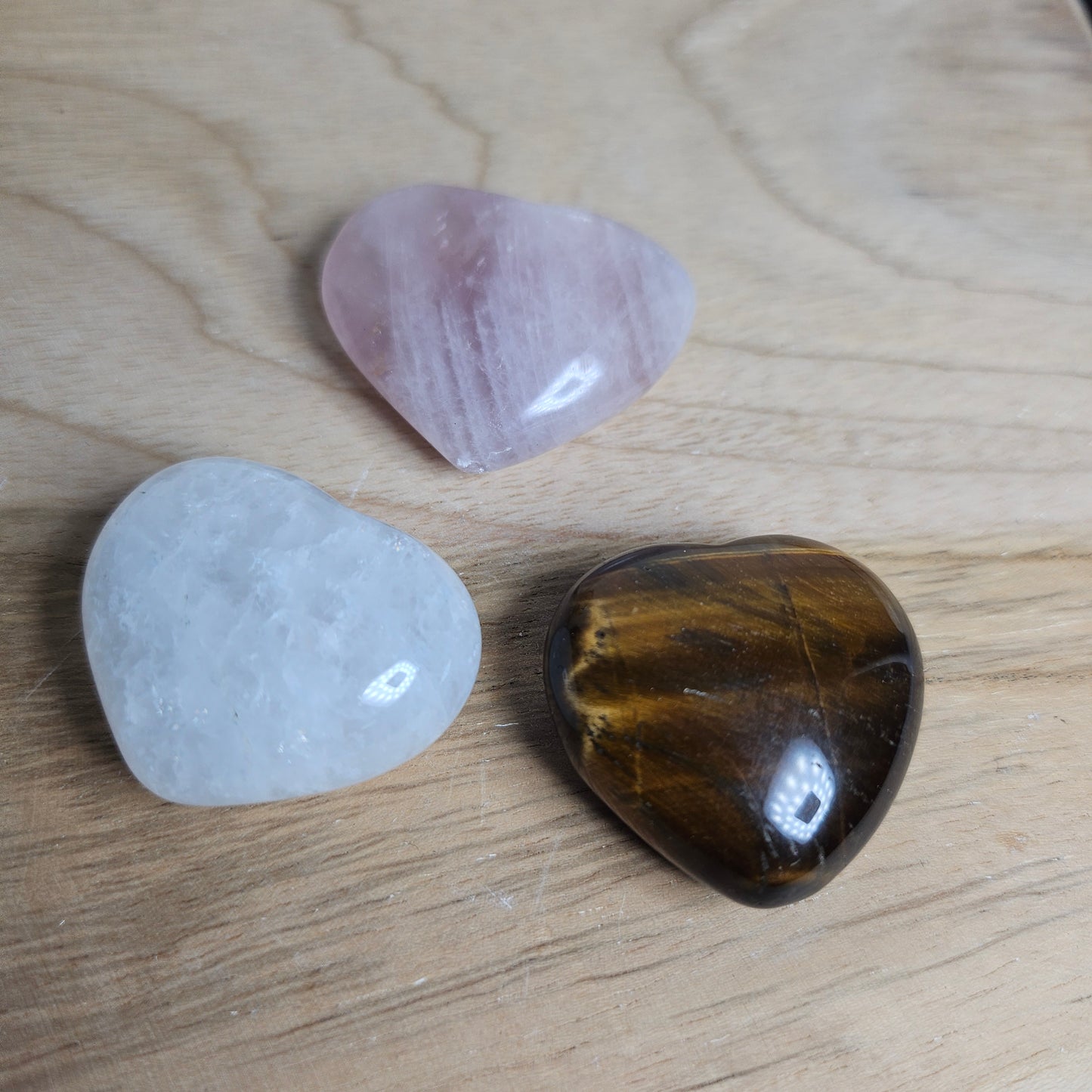 Coeur Quartz Rose / Amethyste / Cristal de Roche / Oeil de tigre