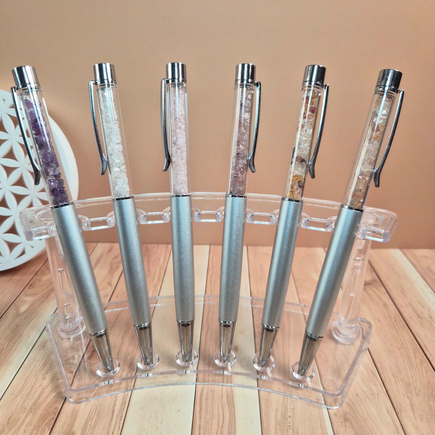 Stylo énergétique  Améthyste Cornaline Cristal de roche Quartz rose ou fraise