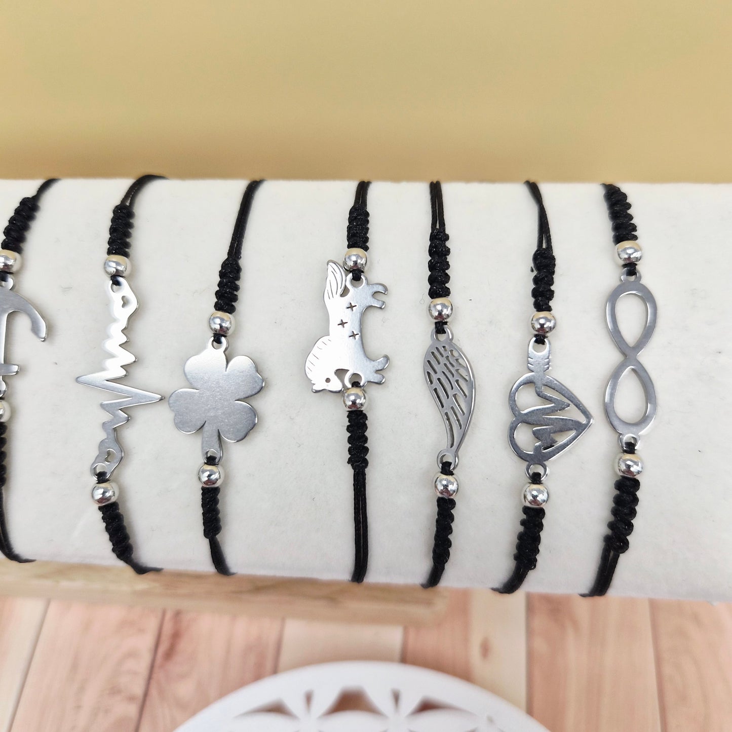 Bracelet cordon ajustable – Charm au choix | Acier inoxydable