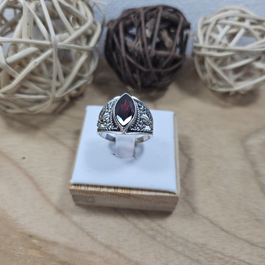 Bague Argent Grenat rouge / Quartz Rose
