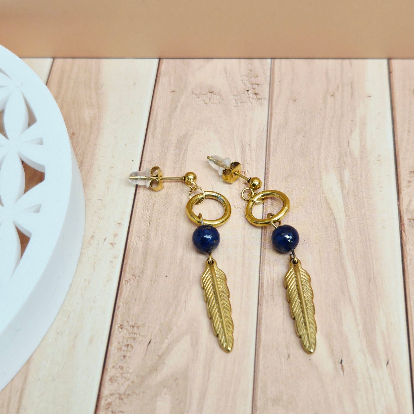 Boucles d'oreilles pendantes pierres naturelles Améthyste Aigue marine Œil de tigre Labradorite