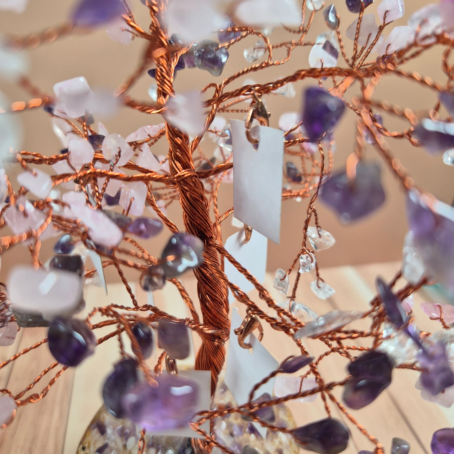 Arbre à Souhaits en Pierres Naturelles  Améthyste Quartz Rose Cristal de Roche