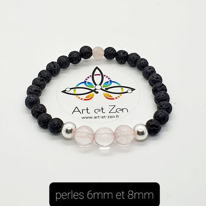 Bracelets Duo Amour Quartz Rose - Malachite - Pierre de Lave