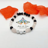 Bracelet Love Coloris Blanc Quartz Rose / Pierre de Lave