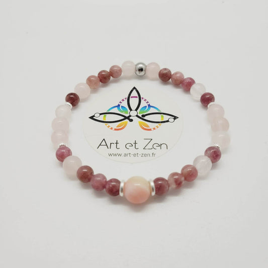 Bracelet Mon Amour - Quartz Opale et Tourmaline Rose