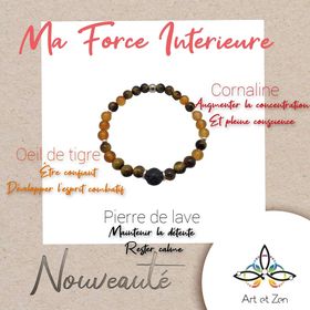 Box Ma Force Intérieure - Œil De Tigre, Pierre De Soleil, Obsidienne, Cornaline, Pierre De Lave