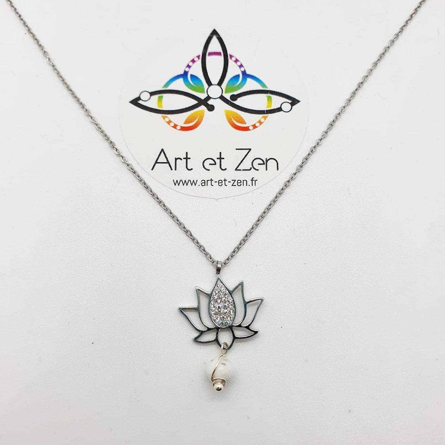 Collier Lotus Améthyste / Howlite / Labradorite / Lapis / Quartz Rose