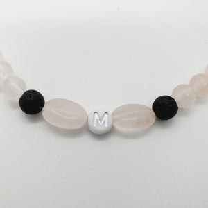 Bracelet Love Coloris Blanc Quartz Rose / Pierre de Lave