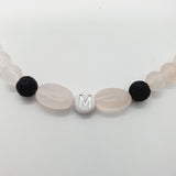 Bracelet Love Coloris Blanc Quartz Rose / Pierre de Lave